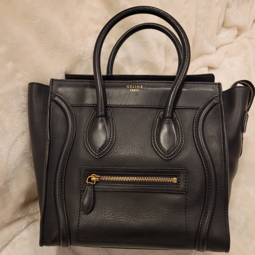 Celine Micro Luggage Tote Bag in black